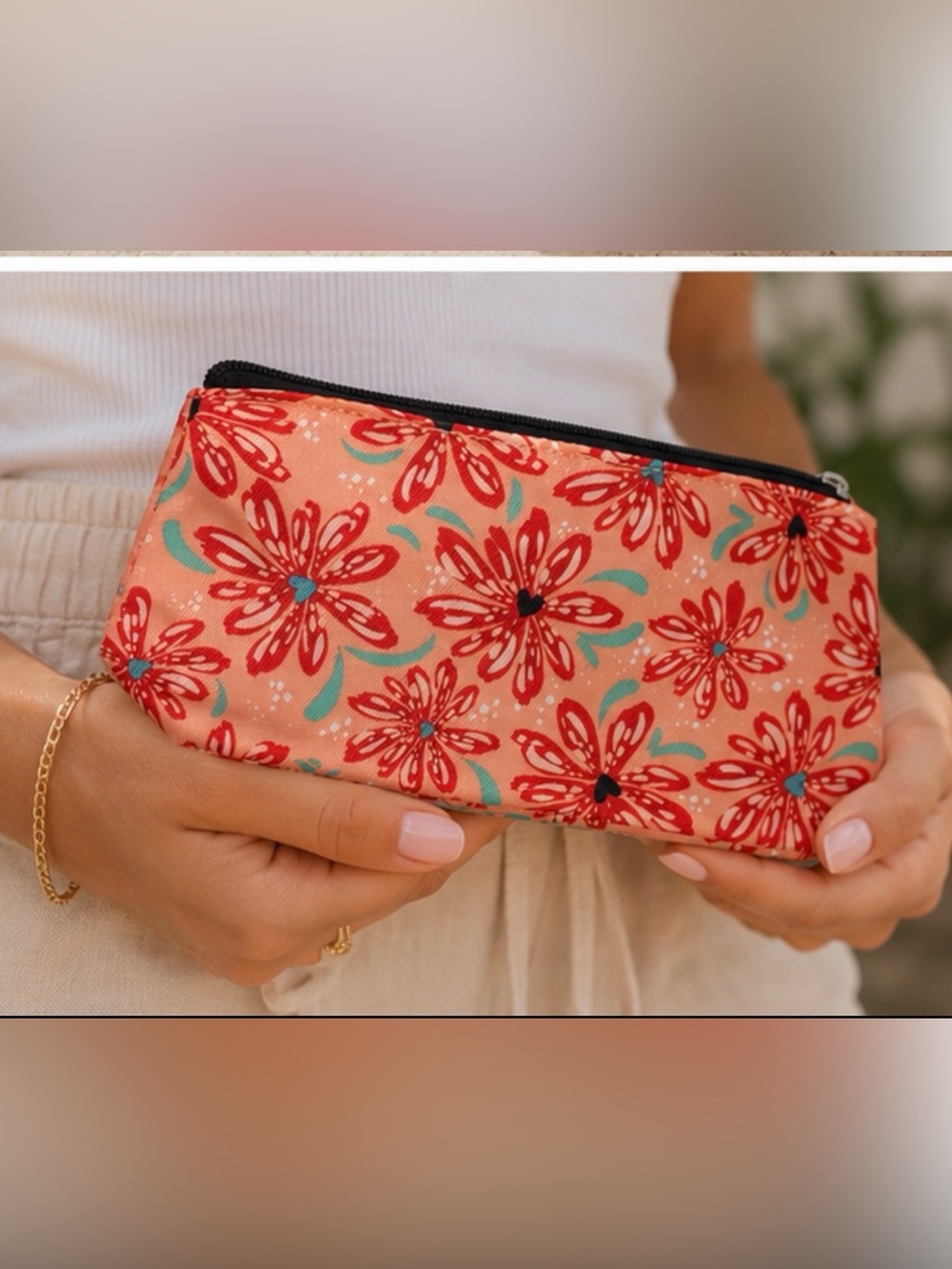 PREPPY  Clean girl Skincare makeup bag floral heart Clinique